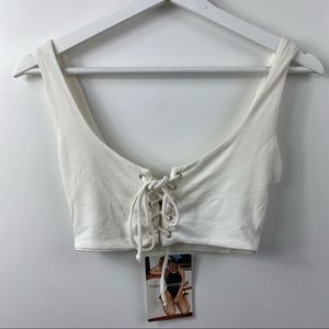 NWT Naked Wardrobe Crop Top Lace Up Size Small